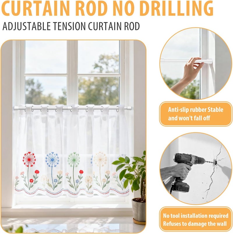 fvonzn 2 Pack Spring Tension Curtain Rod 17-41inch Adjustable Spring Curtain Rods No Drilling White Small Tension Rods Short Tension Rod Closet Rod Expandable Spring Loaded Curtain Rods for Windows - Image 4